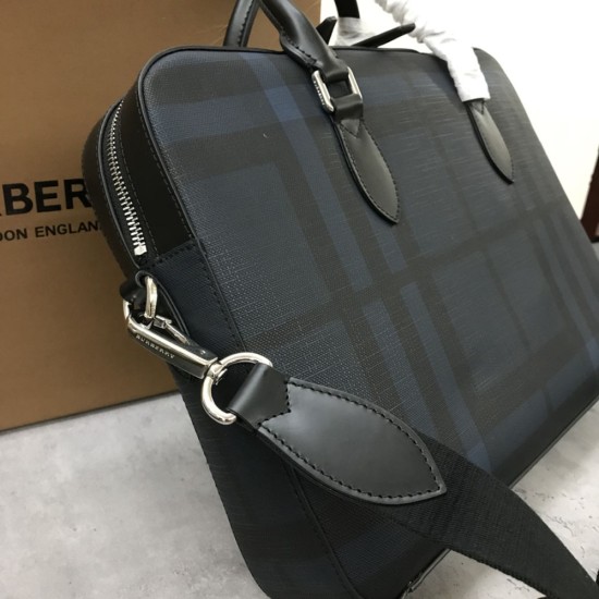 Burberry Men's London Check and Leather Briefcase