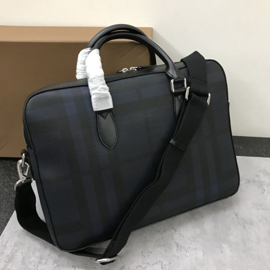 Burberry Men's London Check and Leather Briefcase