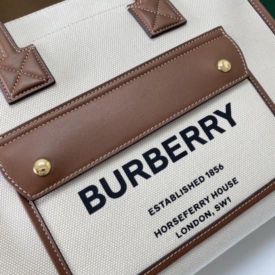 Burberry Two-tone Canvas and Leather Freya Tote Bag