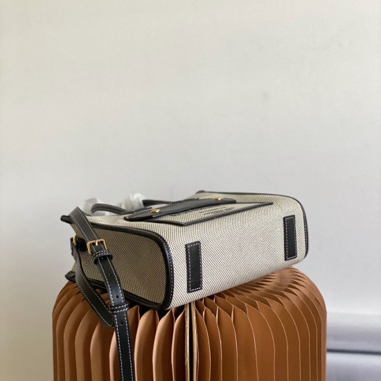 Burberry Mini Two-Tone Canvas and Leather Freya Tote Bag