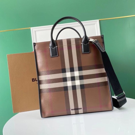 Burberry Check and Leather Tote Bag