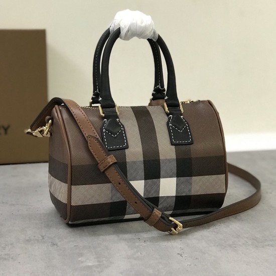 Burberry Mini Check And Leather Bowling Bag