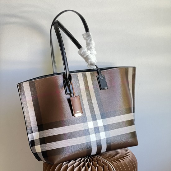 Burberry Medium Check and Leather Tote Bag