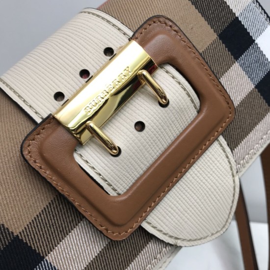 Burberry Check and Leather Buckle Bag