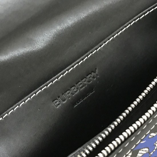 Burberry Navy Monogram Print and Leather Crossbody Bag