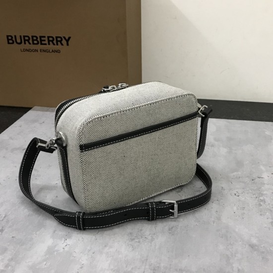 Burberry Boxy Silhouette Horseferry Print Canvas and Leather Crossbody Bag