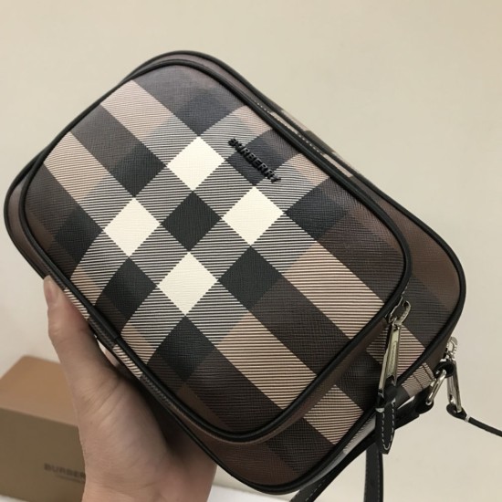 Burberry Check Crossbody Bag Camera Bag With Leather Strap