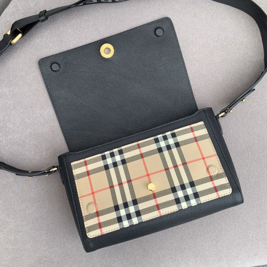 Burberry Grained Leather and Vintage Check Note Crossbody Bag