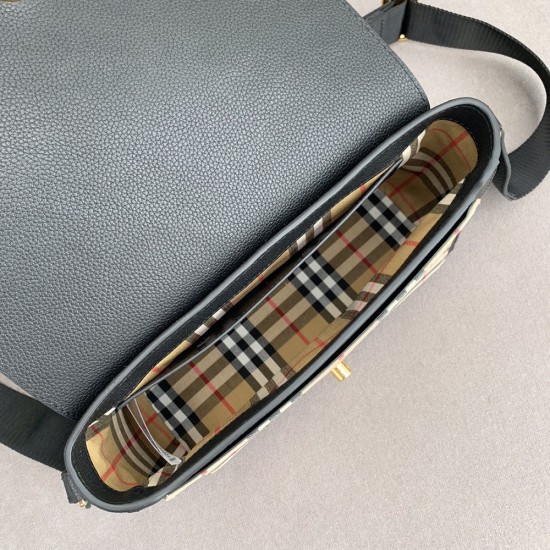 Burberry Grained Leather and Vintage Check Note Crossbody Bag