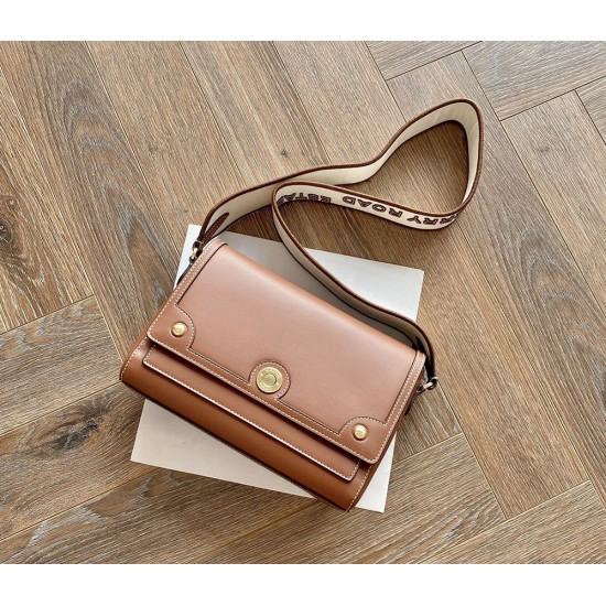 Burberry Topstitched Leather Note Crossbody Bag