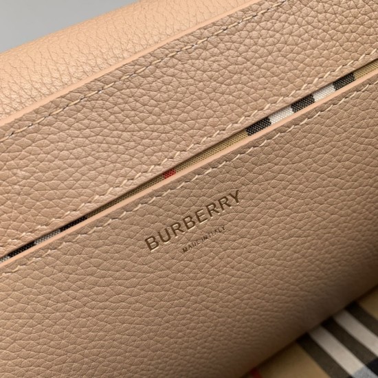 Burberry Grained Leather Note Crossbody Bag With Striped Strap