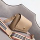 Burberry Grained Leather Note Crossbody Bag With Striped Strap