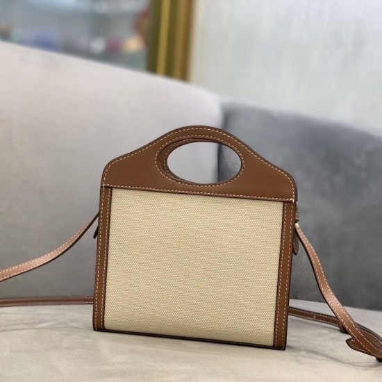 Burberry Super Mini Two-tone Canvas and Leather Pocket Bag