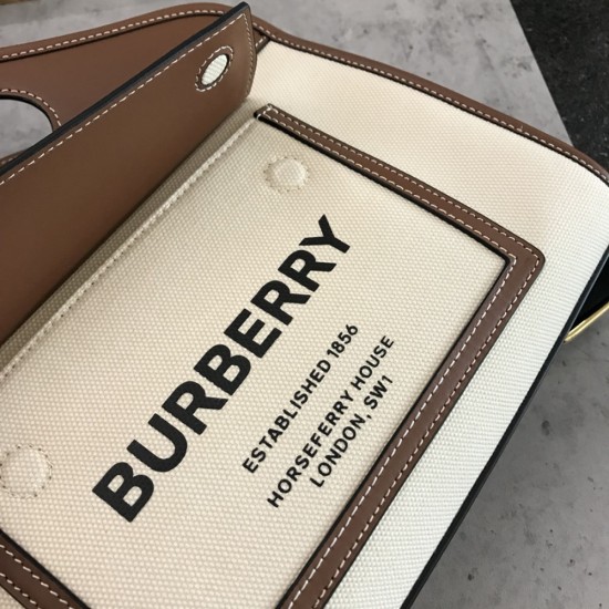 Burberry Small Two-tone Canvas and Leather Pocket Tote