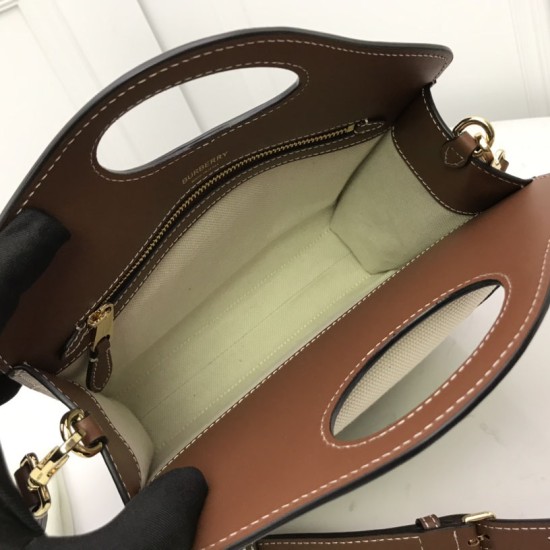 Burberry Mini Logo Graphic Canvas and Leather Pocket Bag
