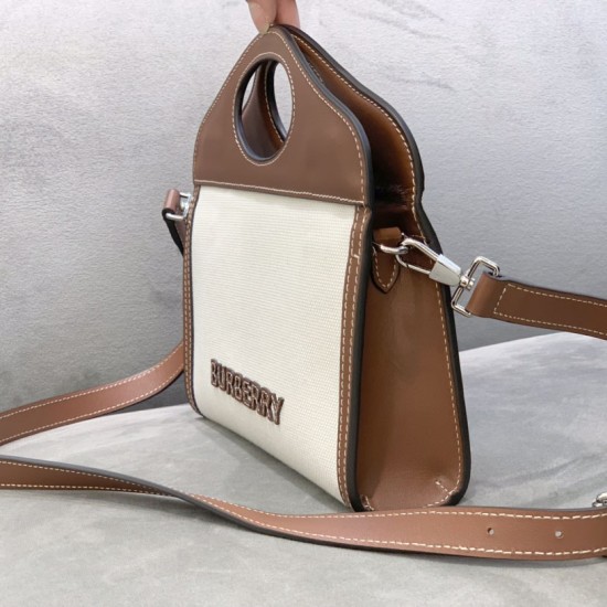 Burberry Canvas and Leather Foldover Pocket Bag