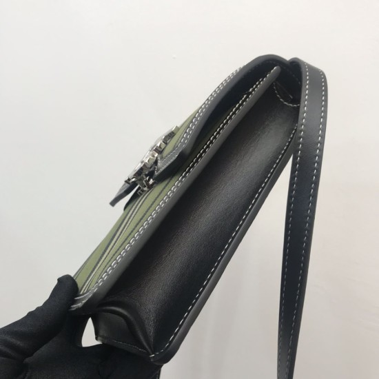 Burberry Green Check Print Leather Robin Bag