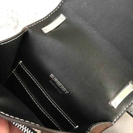 Burberry Brown Check Print Leather Robin Bag
