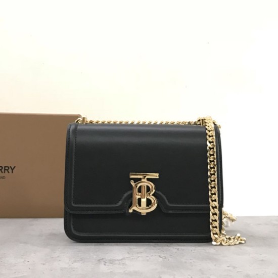 Burberry Small Smooth Leather Chain TB Bag With TB Monogram Clasp