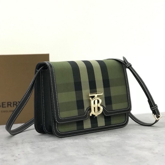 Burberry Small Check Canvas and Leather TB Bag