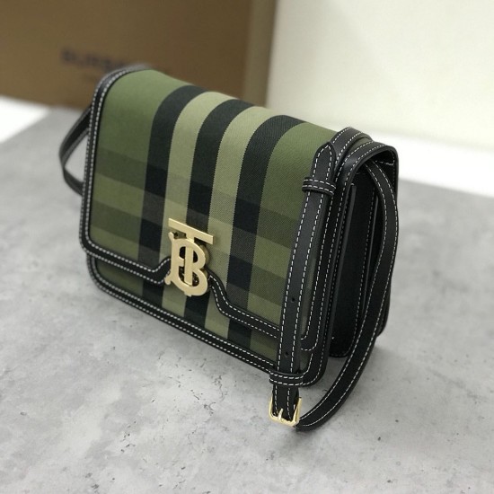 Burberry Small Check Canvas and Leather TB Bag