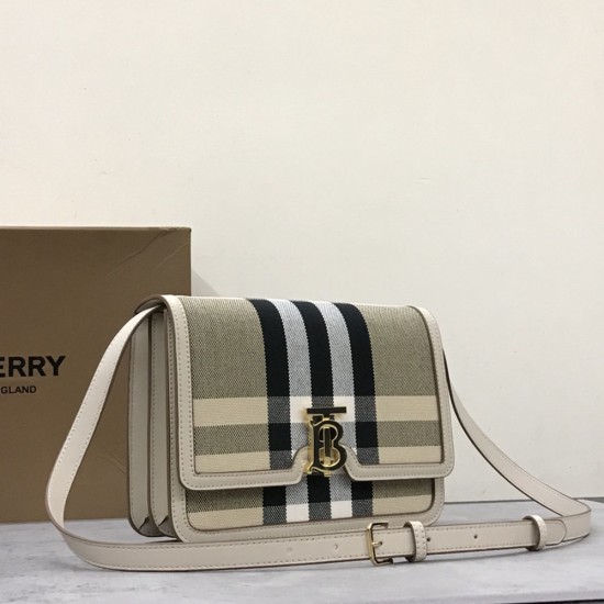 Burberry Check Canvas and Leather TB Bag