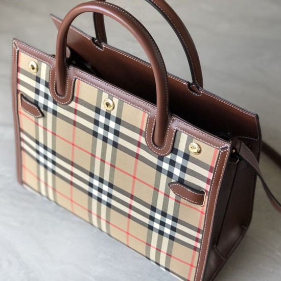 Burberry Vintage Check Two-Handle Title Bag