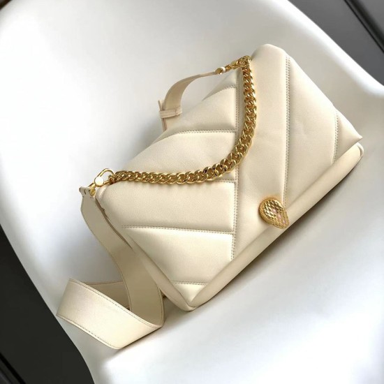 Bvlgari Serpenti Cabochon Maxi Chain Crossbody Bag in Calf Leather With A Maxi Graphic Motif
