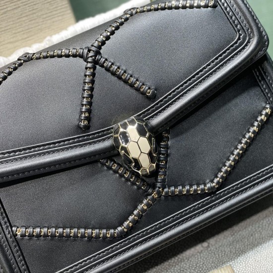 Bvlgari Serpenti Diamond Blast Chains Crossbody Bag in Calf Leather With Twist Chain