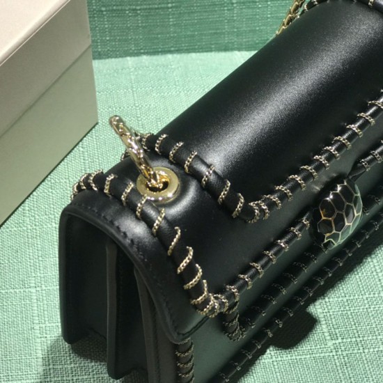 Bvlgari Serpenti Forever Mini Chains Crossbody Bag in Calf Leather With Woven Chain Workmanship