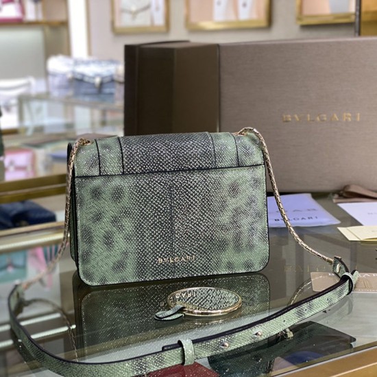 Bvlgari Serpenti Forever Crossbody Bag in Karung Skin Leather With Frontal and Back Patch Pocket