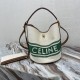 Celine Bucket 16 Bag In Textile And Calfskin With Contrast Logo