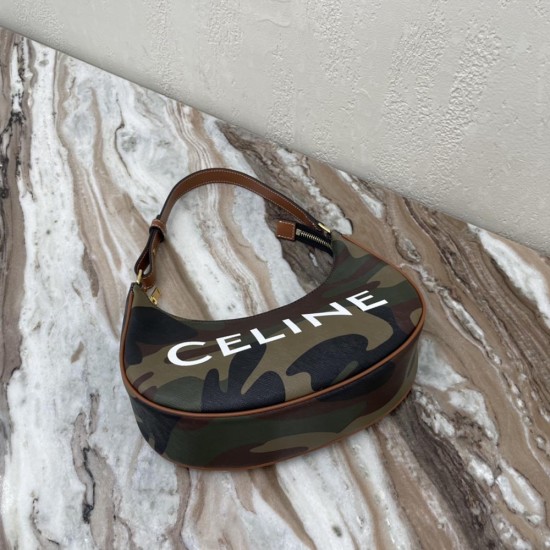 Celine AVA Strap Bag Tan Leather Camouflage White Celine Print