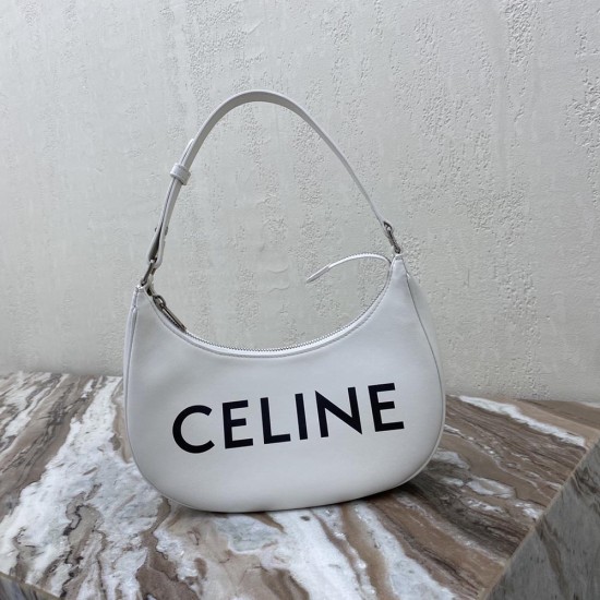 Celine AVA Strap Bag White Leather Black Celine Print
