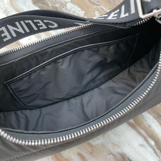 Celine AVA Bag With Celine Strape in Quilted Nylon Black