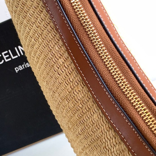 Celine Medium AVA Strap Bag In Ra Effect Textile And Calfskin 24.5cm