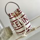 Celine Teen Drawstring In Textile With Celine All Over And Calfskin 15cm 2 Colors