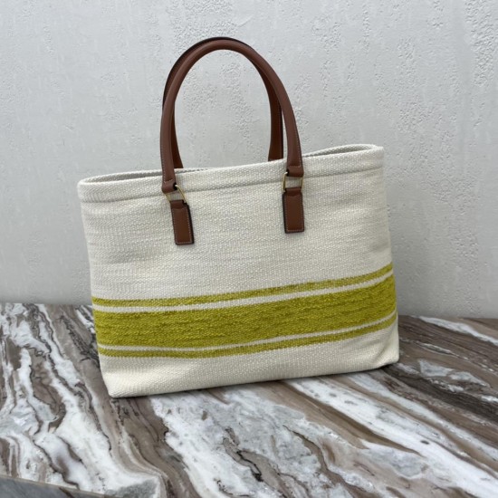 Celine Horizontal Cabas Tote Bag in Textile With Contrast Striped Logo