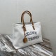 Celine Horizontal Cabas In White Textile “ST TROPEZ” Print Tote Bag