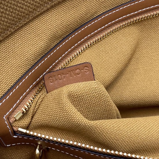 Celine Horizontal Cabas In Tan Textile Celine Print Tote Bag