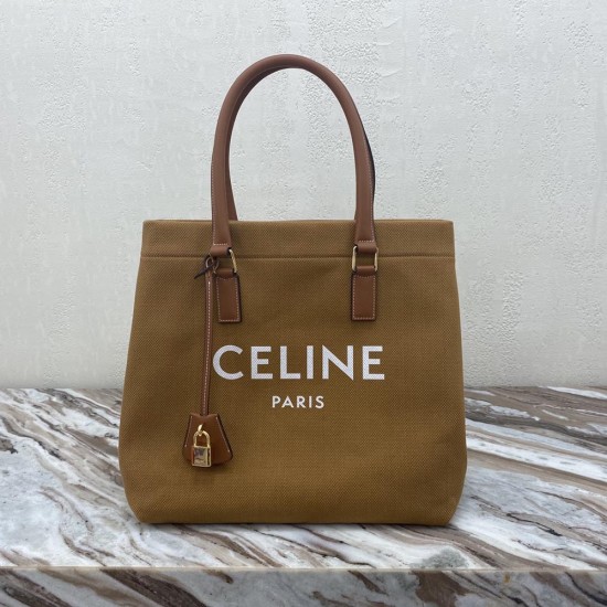 Celine Folded Cabas in Textile And Calfskin With Celine Print