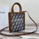 Celine Vertical Cabas In Blue Denim White Triomphe And Celine Embroidery Tan Calfskin