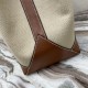 Celine Folded Cabas Tote Bag In Natural Textile Tan Calfskin