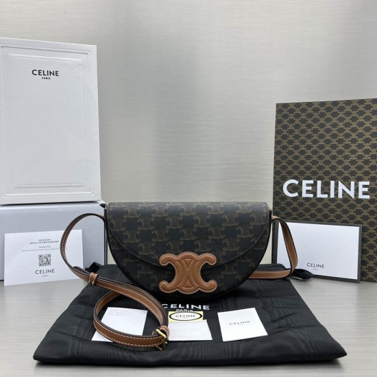 Celine Small Becace Cuir Triomphe In Triomphe Canvas 15cm