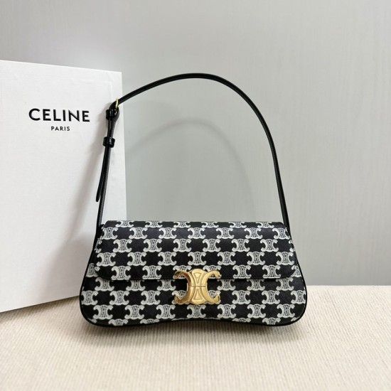 Celine Medium Celine Lola Bag In Triomphe Canvas Two-Tone 28cm
