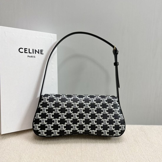 Celine Medium Celine Lola Bag In Triomphe Canvas Two-Tone 28cm