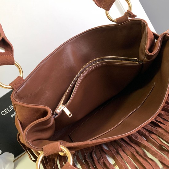 Celine Medium Annabel Bag In Suede Calfskin with Tessel 36.5cm