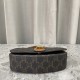 Celine Tabou Clutch On Strap In Triomphe Canvas And Calfskin