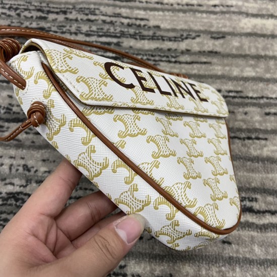Celine Triangle Bag In Triomphe Canvas And Calfskin With Celine Print 