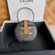 Celine Round Box In Triomphe Canvas And Calfskin 12cm